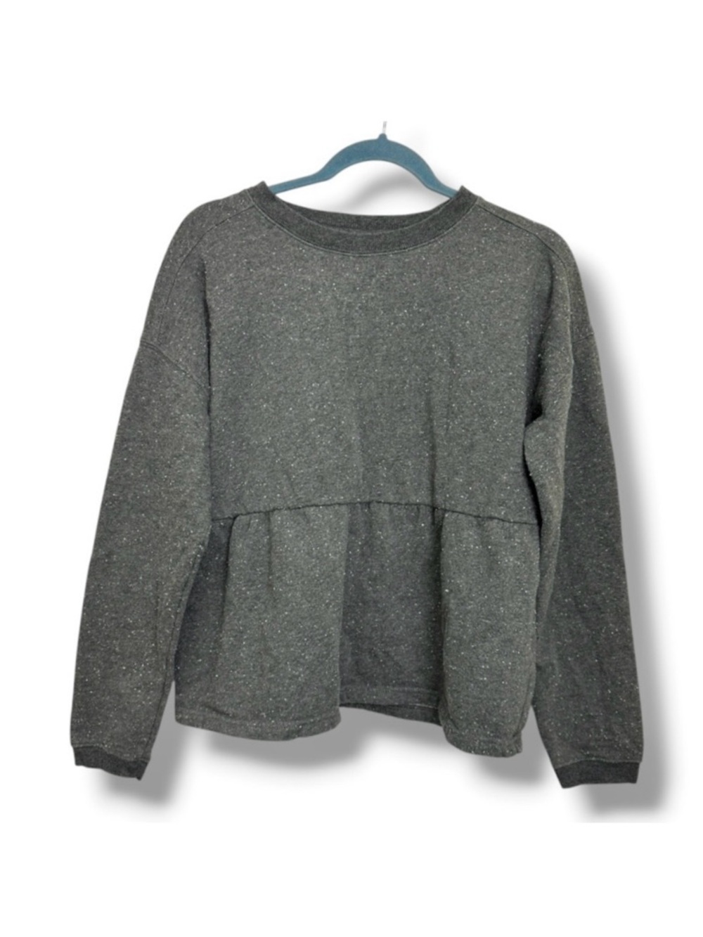 Goodthreads Gray Peplum Crewneck Sweatshirt Women’s Size Medium Balletcore Comfy